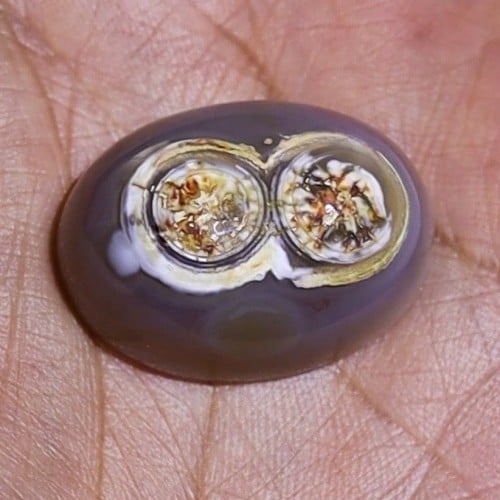 حجر عقيق سليماني هندي طبيعي أصلي بافوري عينين