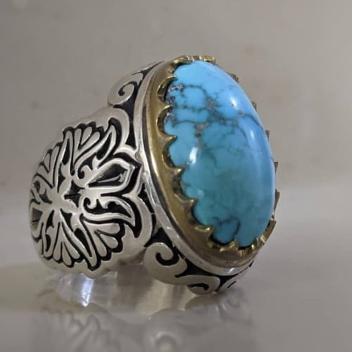 خاتم فيروز نيشابوري أصلي طبيعي صياغة حجت