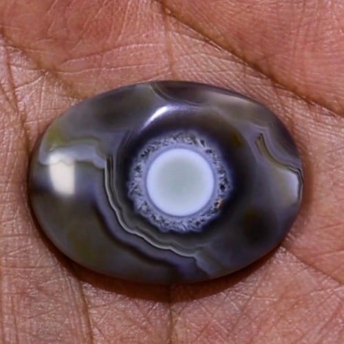 حجر عقيق سليماني هندي طبيعي أصلي عين فلور بيضاء مميزة