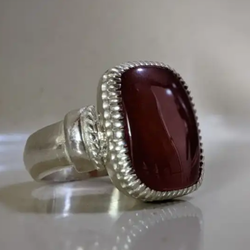 عقيق يماني رماني قص مربع صياغة سليم البحرين