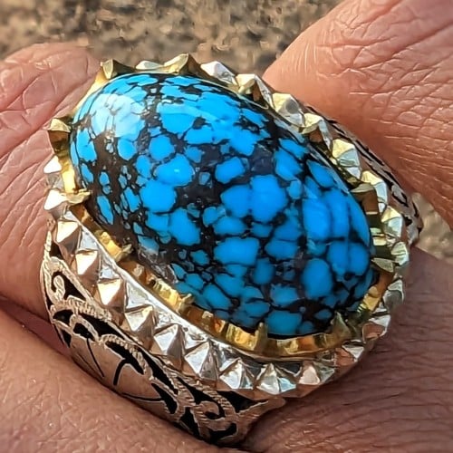 فيروز نيشابوري أزرق شبكي عنكبوتي صياغة فياض