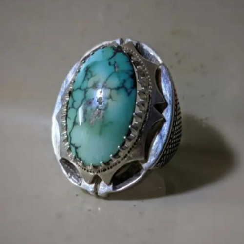 خاتم فيروز نيشابوري أصلي طبيعي حسيني أخضر