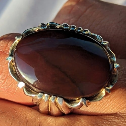 خاتم عقيق يماني أصلي وطبيعي كرزي صياغة عقيل