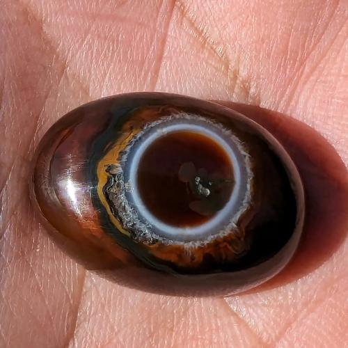 حجر سليماني هندي طبيعي أسود على بني عين في المنتصف برموش