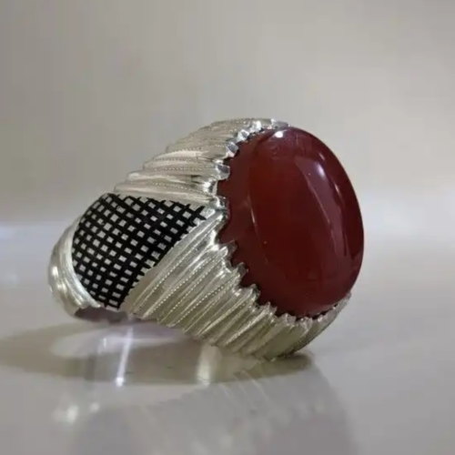 عقيق يماني رماني صياغة إيرانية