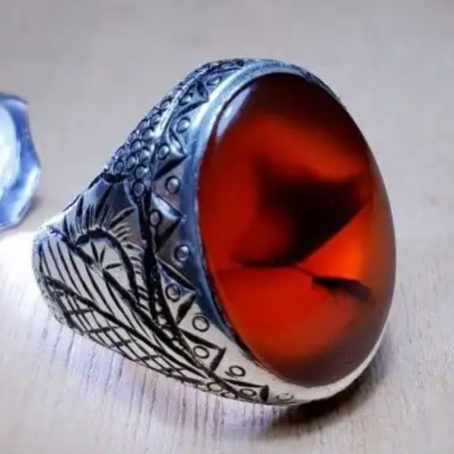 عقيق يماني كبدي مصور صياغة برتاش يدوي صياغة  البحرين