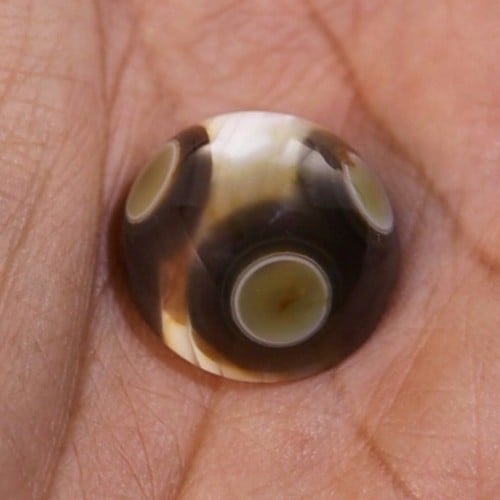 حجر عقيق سليماني هندي أصلي طبيعي  ثلاث عيون نوادر