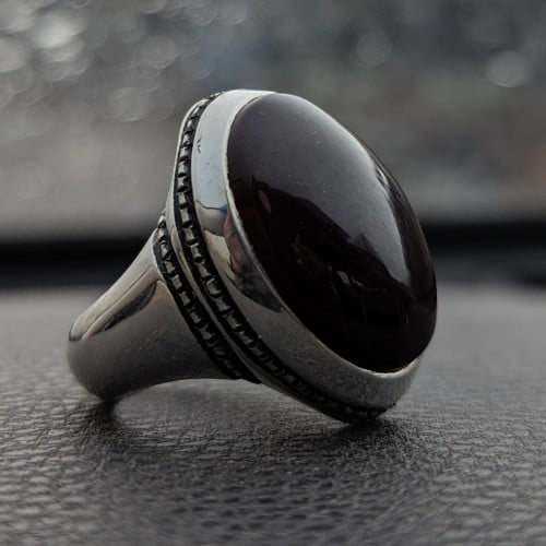 خاتم عقيق يماني كرزي صياغة عقيل