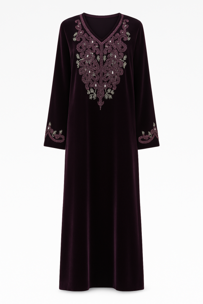 جلابيه مخمل شك مطرز