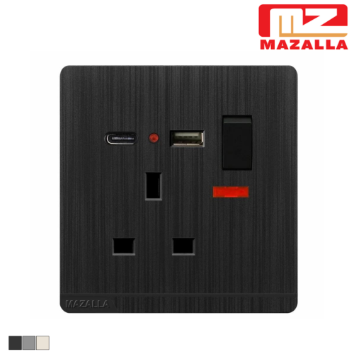 فيش+2 شاحن بمفتاح ولمبة 13 امبير MZ