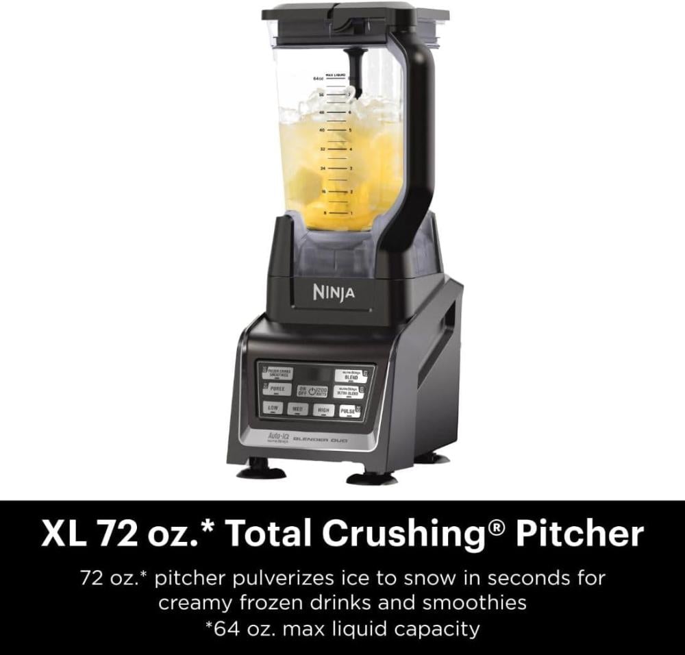نينجا، خلاط، 1200 وات، 3 سرعات، أسود/فضي