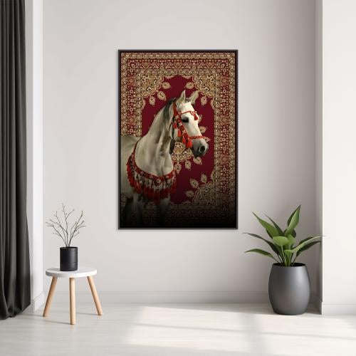 لوحات جدارية خيل على سجاد تصميم موردن عصري