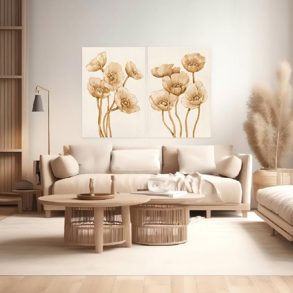 لوحة جدارية ثنائية ورد بتصميم مودرن-لوحات ثنائية