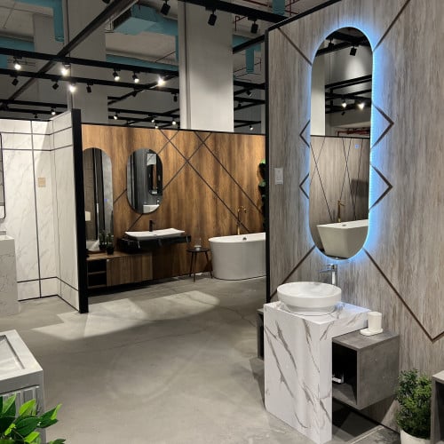 طقم مغسلة ابيض مع رمادي 90سم - WA01-GR