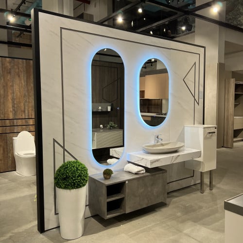 طقم مغسلة ابيض مع رمادي 160سم - WA02-GR