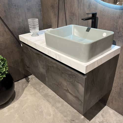 طقم مغسلة ابيض مع رمادي 100سم - WA05-GR