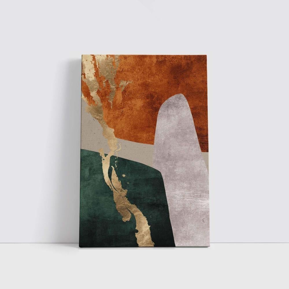 فن تجريدي مزيج بين البرتقالي و الأخضر الذهبي