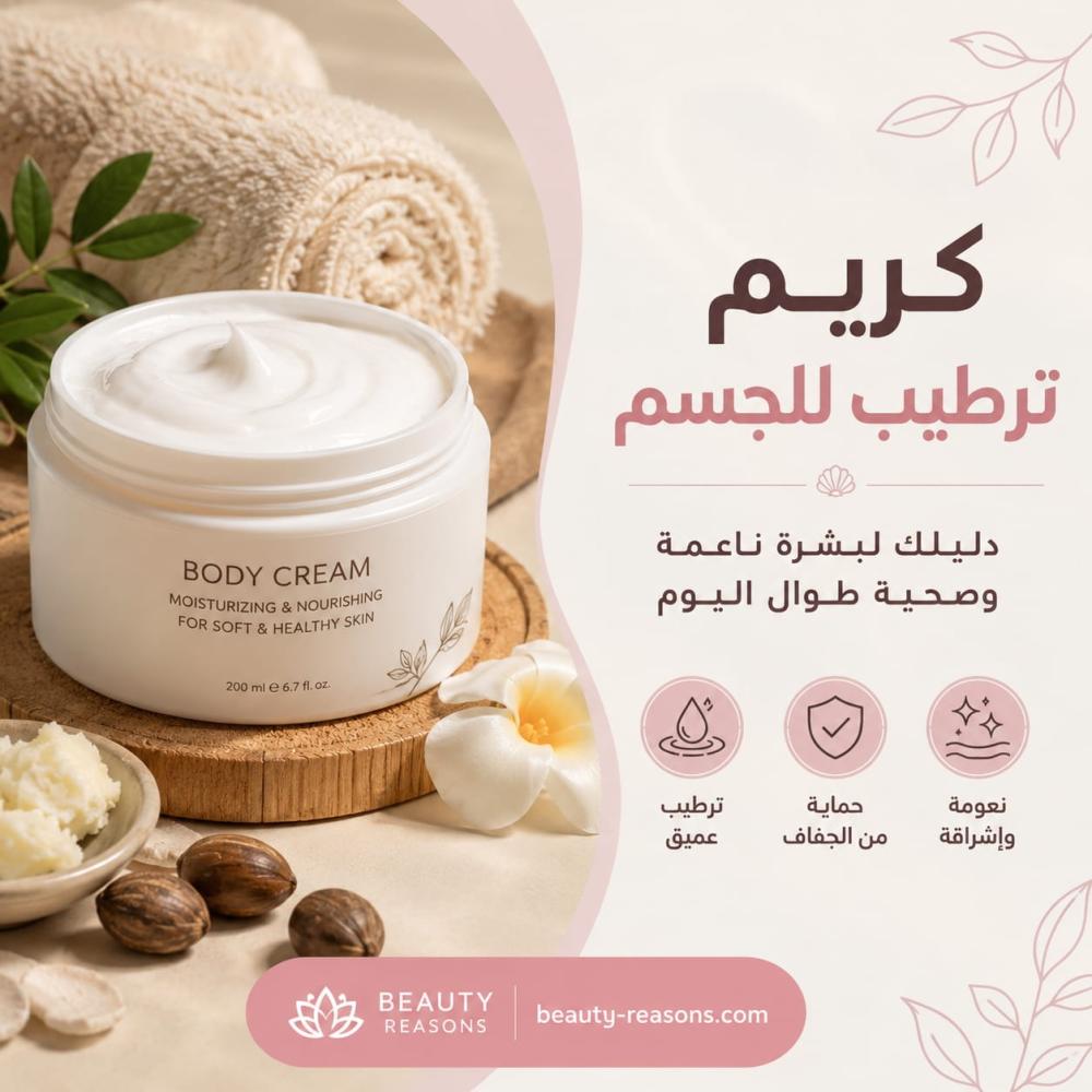 كريم ترطيب للجسم مع مكونات طبيعية للعناية بالبشرة  - بيوتي