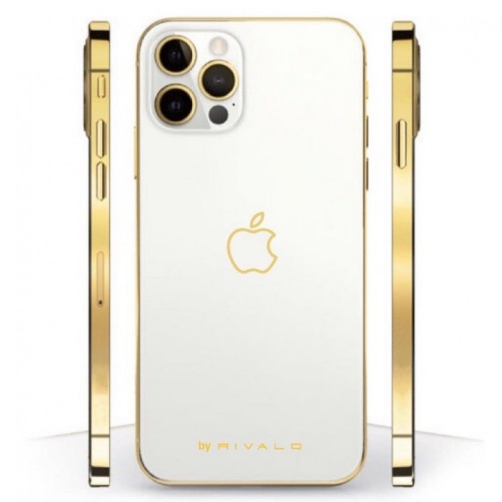 ايفون 13 برو ماكس مطلي ذهب من الاطراف وحواف الكاميرا Iphone 13 Pro Max Space Gray 24kt Gold Plated متجر آيبل
