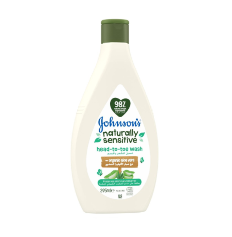 جونسون غسول طبيعي وحساس للشعر والجسم بالالوفيرا 395 مل