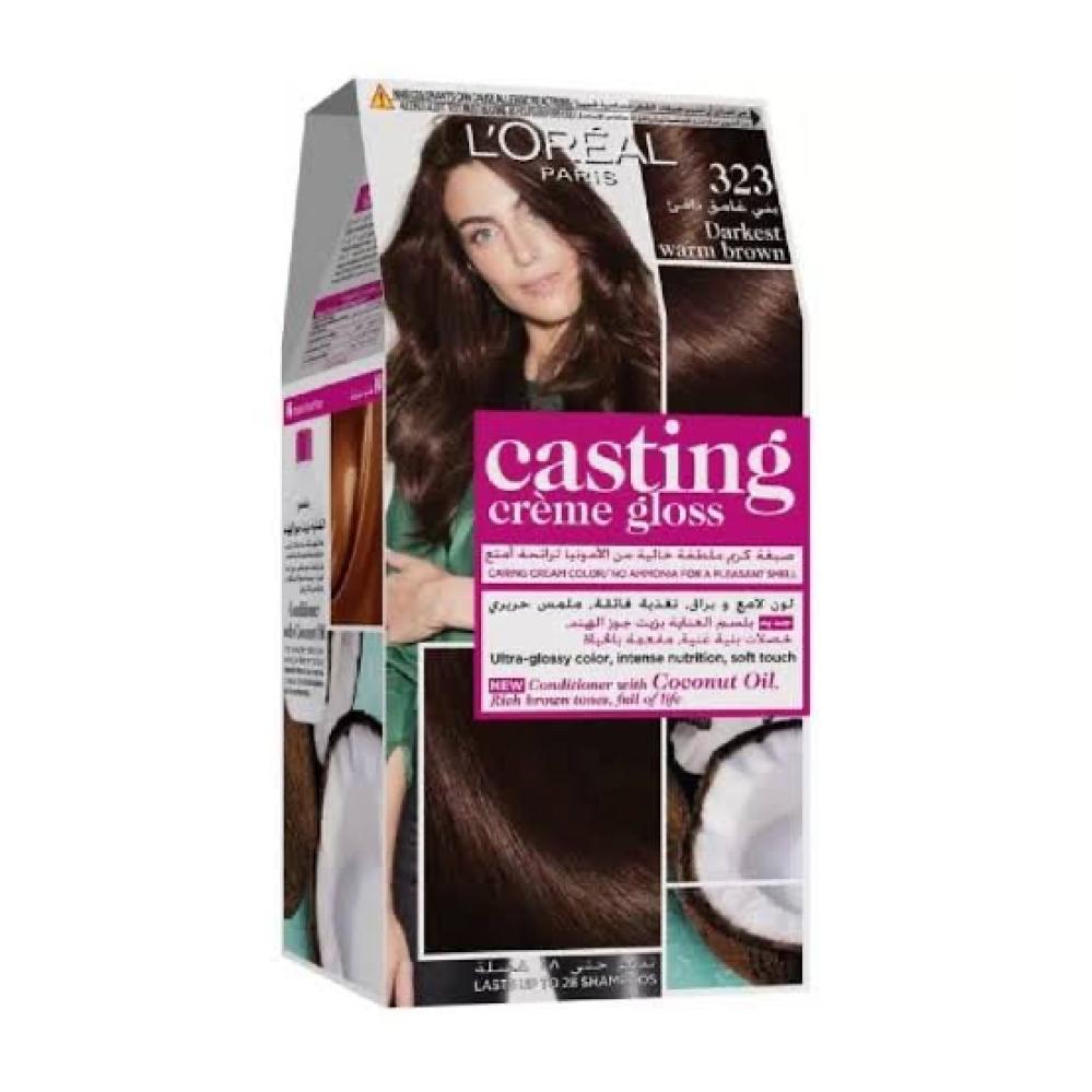 لوريال كاستنج صبغة الشعر بدون امونيا بني غامق دافئ 323
