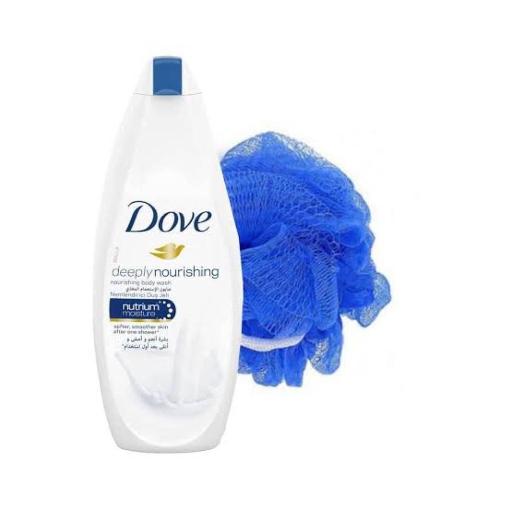 دوف سائل استحمام نعومة فورية للبشرة  250 مل + ليفة