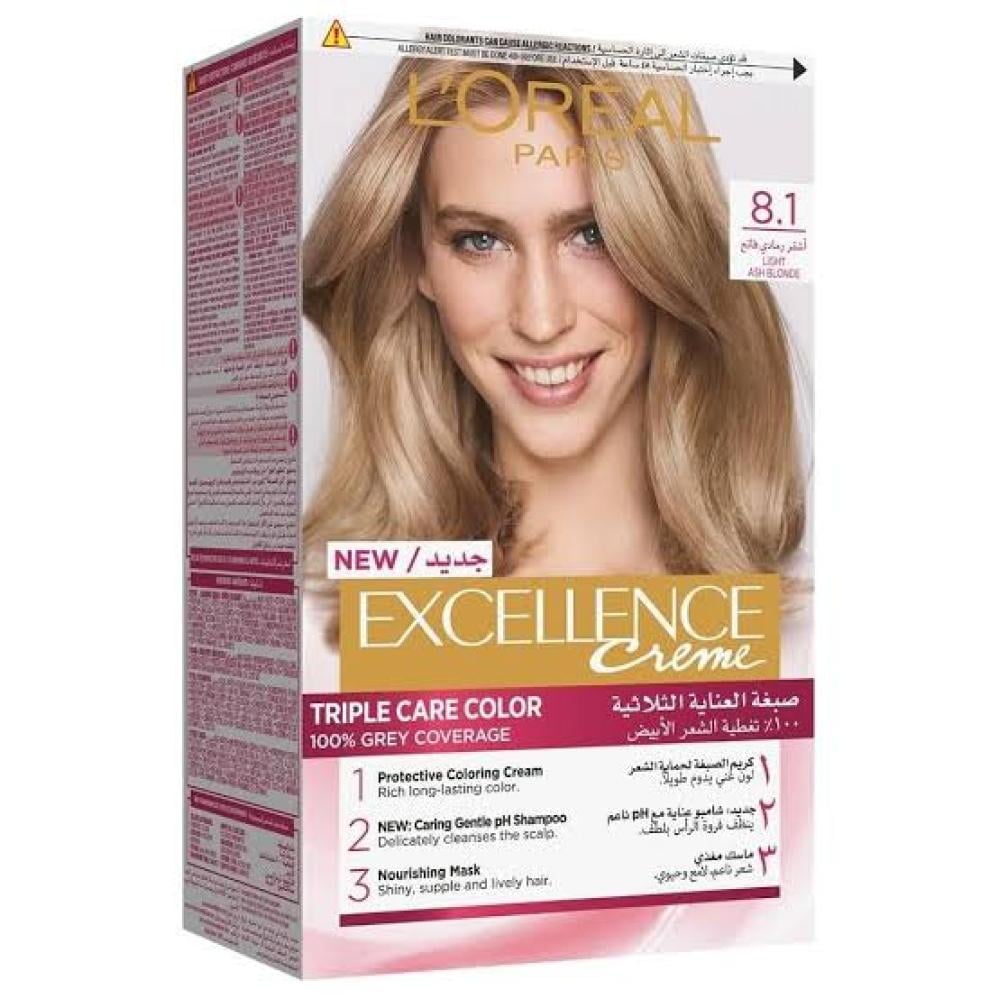 لوريال اكسلانس صبغة الشعر  اشقر رمادى فاتح 8.1