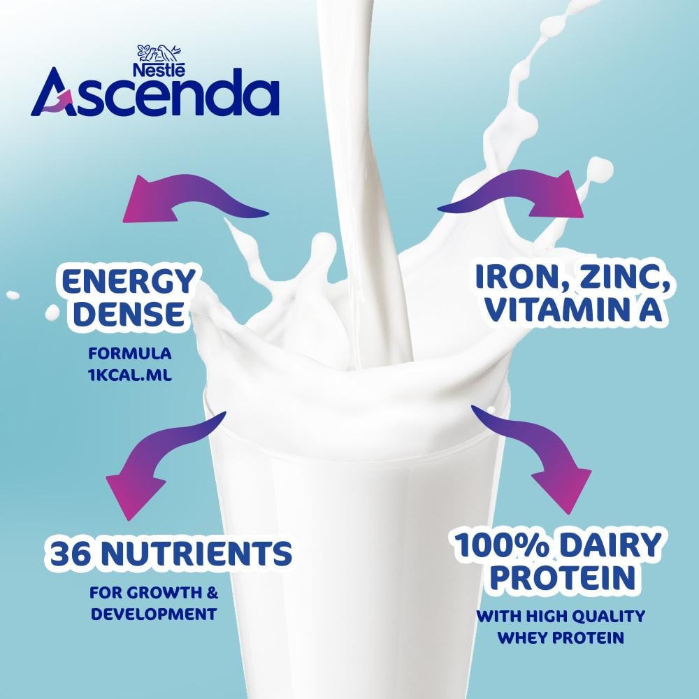 أسيندا حليب نكهة الفانيليا للنمو 3 سنوات فأكثر، 800 جم