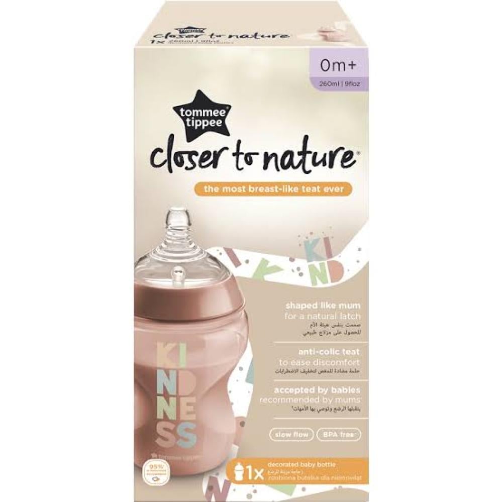 تومي تيبي رضاعة رضاعة بلاستيك 260 مل وردي +0
