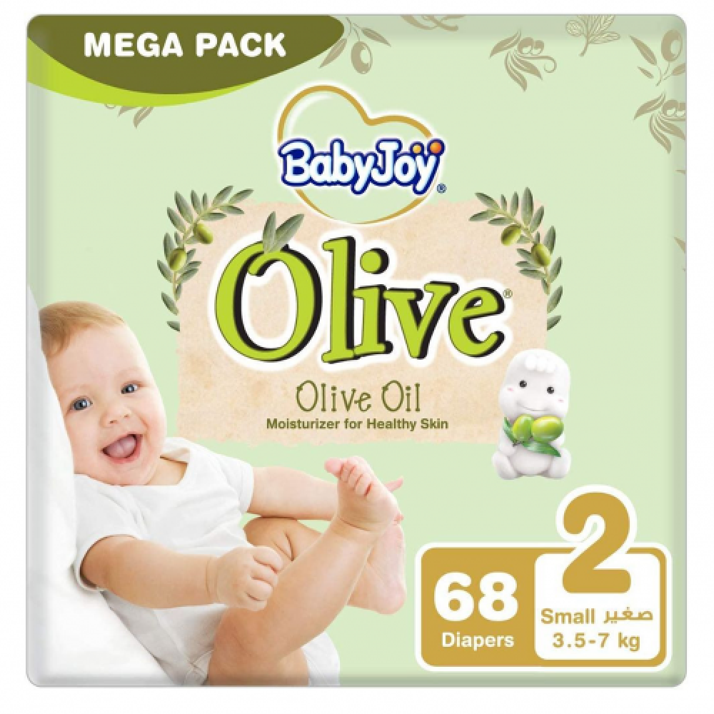 بيبي جوي عبوة ميجا بزيت الزيتون مقاس (2) 68 حفاض