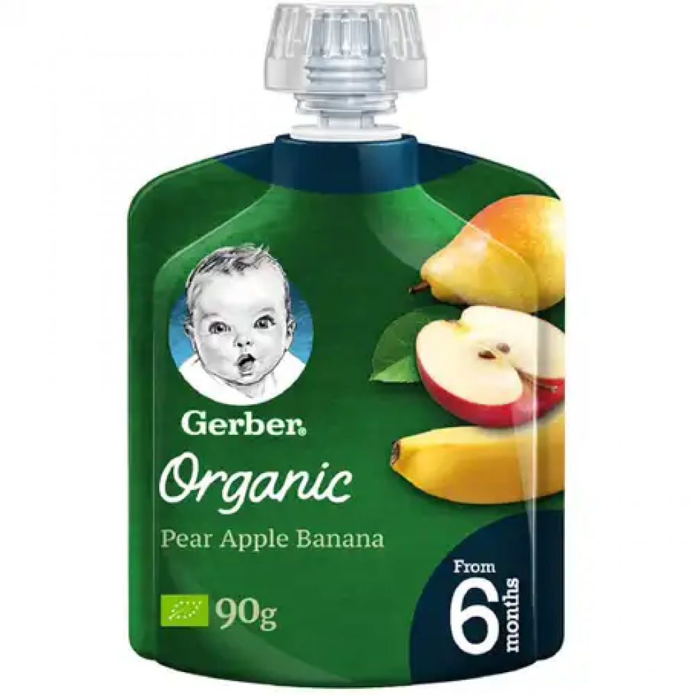 جربر طعام اظفال عضوى مهروس كمثري وتفاح وموز 90 جرام