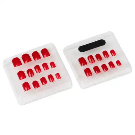 لوكا اظافر صناعية لصق ذاتى لون احمر شكل طبيعى 8