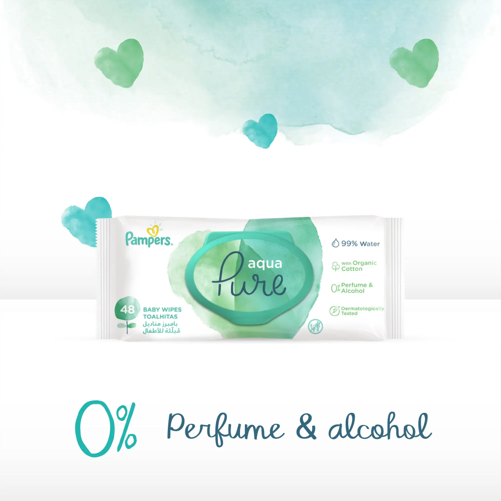 بامبرز مناديل مبللة اكوا بيور للبشرة الحساسة 3*48 منديل