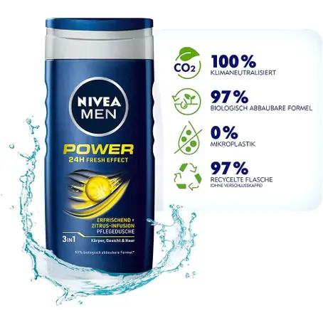 نيفيا جل استحمام باور فريش للجسم والوجه 500مل