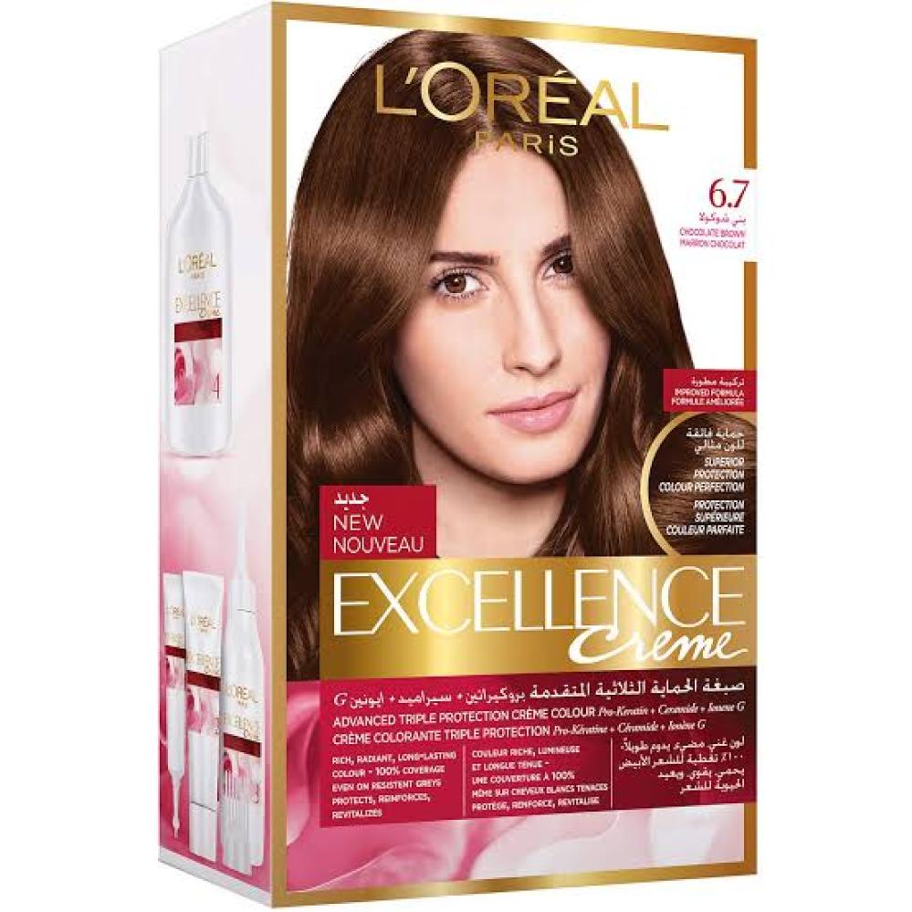 لوريال اكسلانس صبغة الشعر بنى شوكولا 6.7