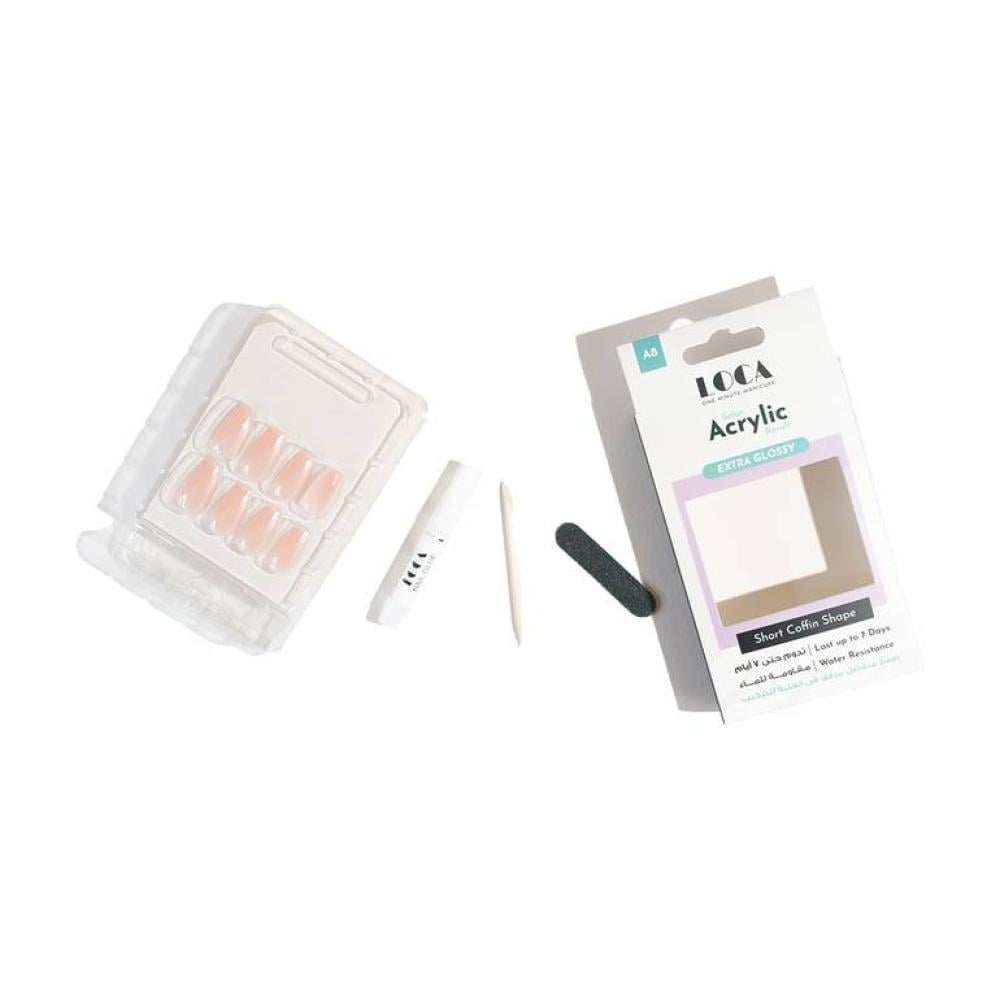 لوكا أظافر أكريلك A8 شكل كوفن قصير لامع للغاية لون بنك