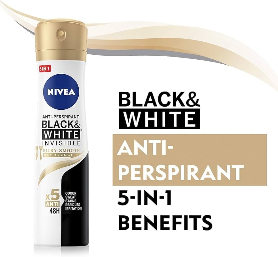 نيفيا مزيل عرق بخاخ للنساءبلاك اند وايت انفيزبل سيلكي سموث  200 مل