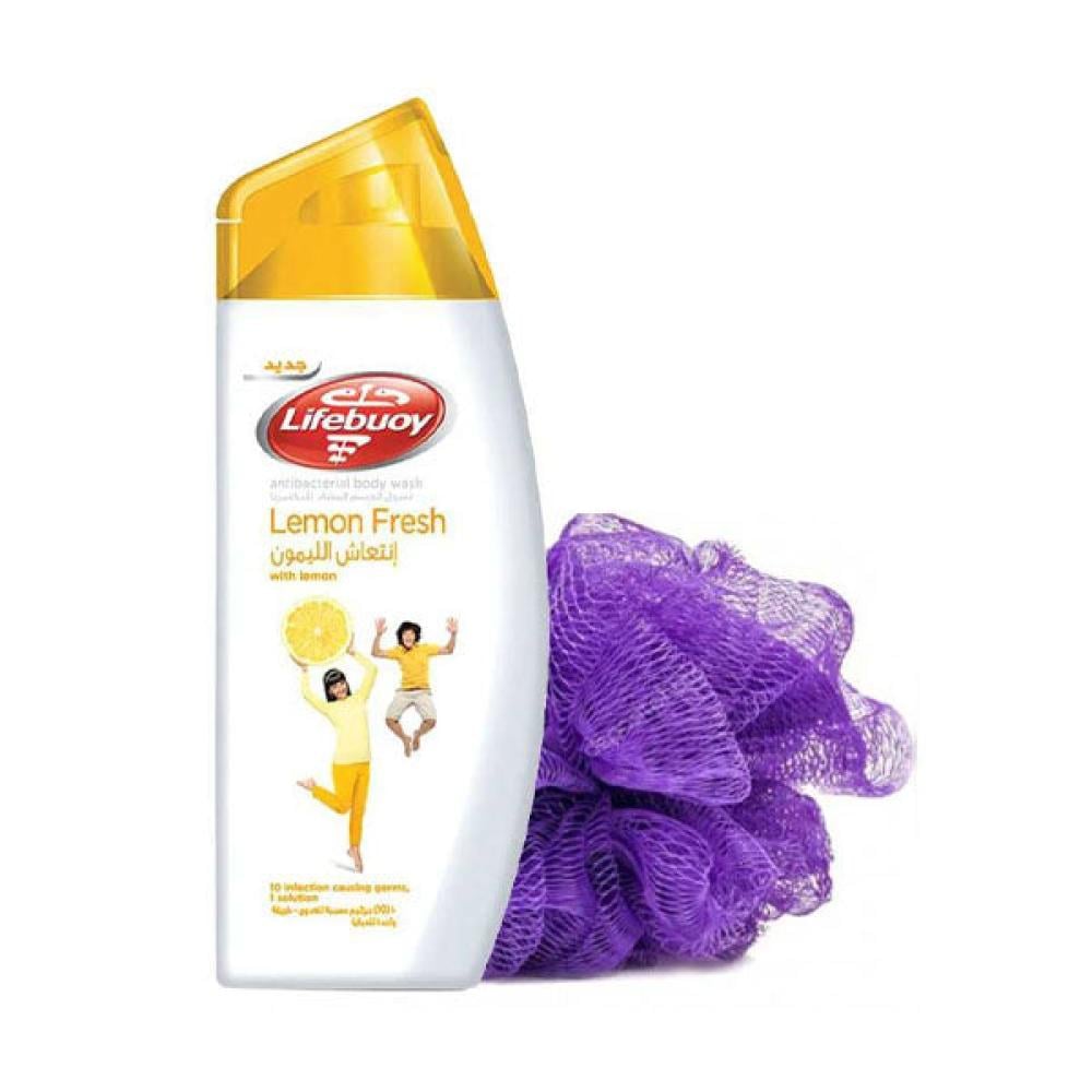 لايفبوي سائل استحمام  انتعاش الليمون 300 مل  + ليفة
