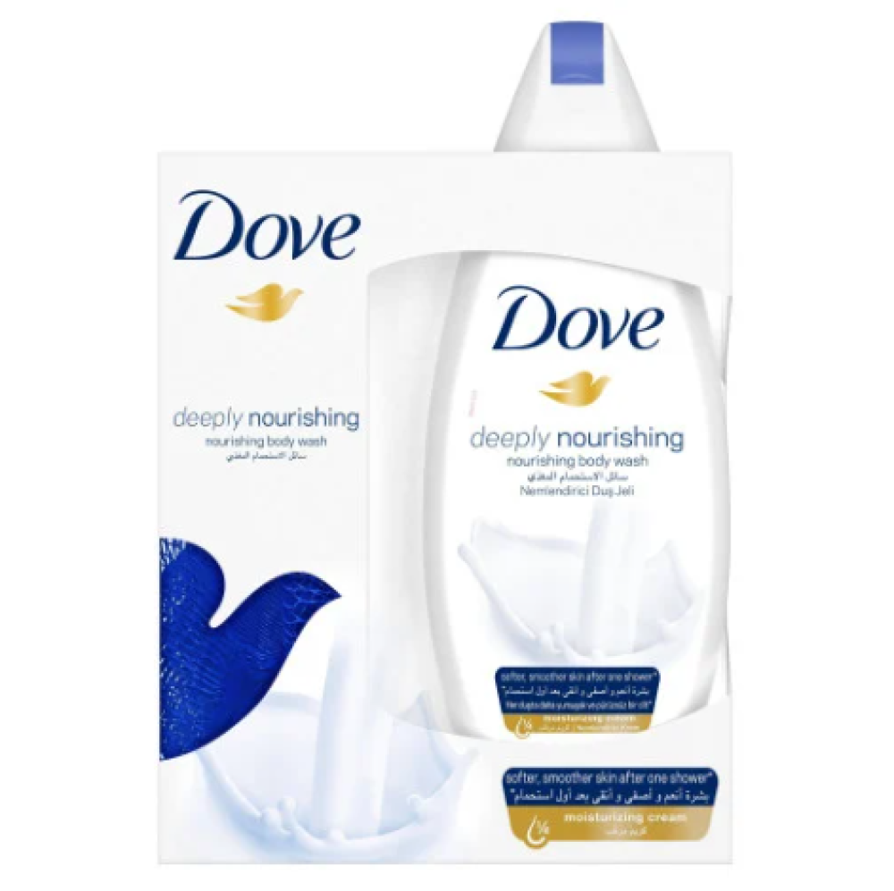 دوف سائل استحمام نعومة فورية للبشرة  250 مل + ليفة