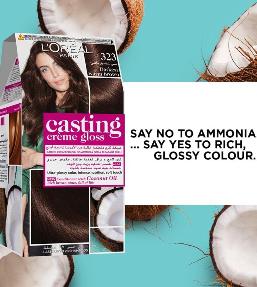 لوريال كاستنج صبغة الشعر بدون امونيا بني غامق دافئ 323
