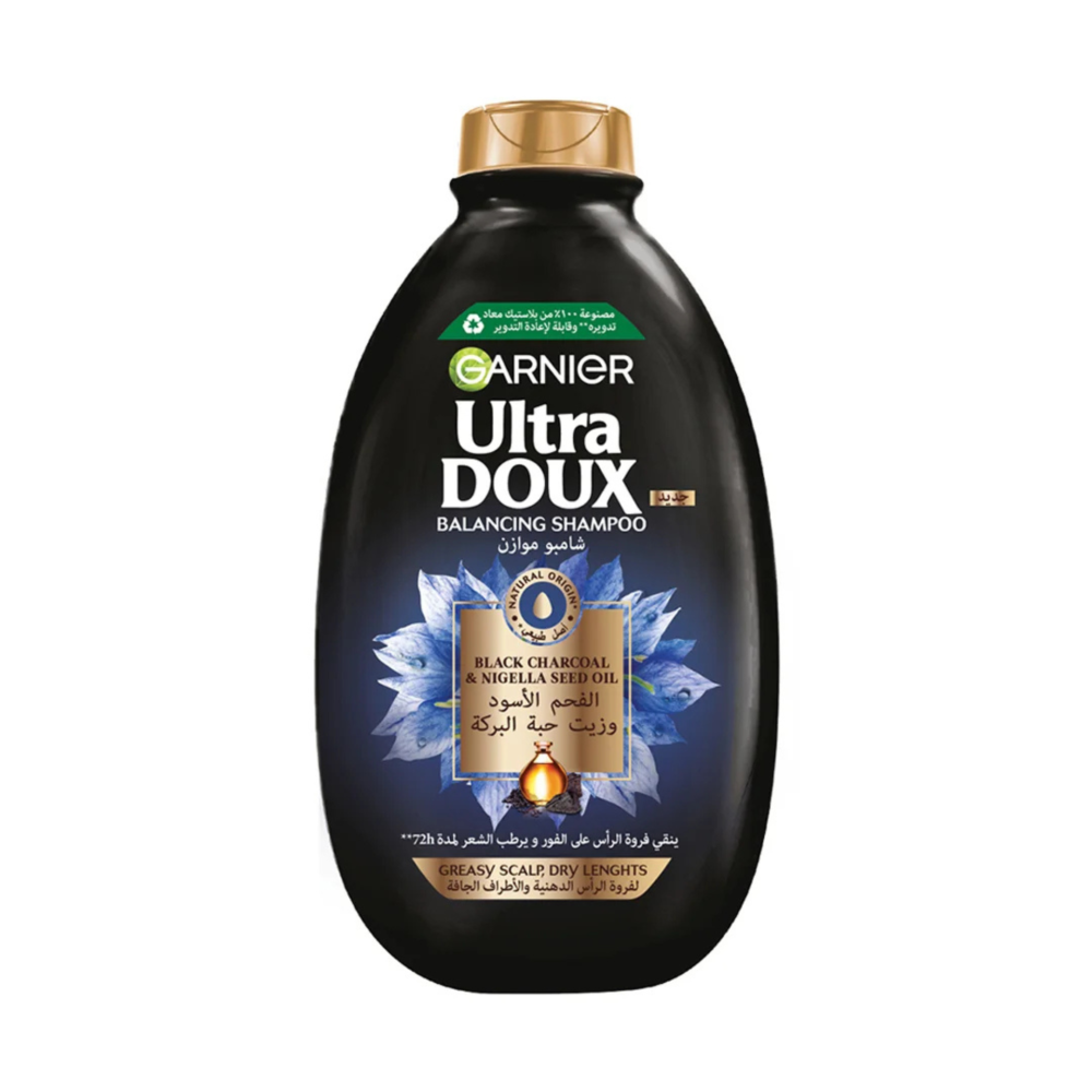 غارنيية الترادوكس شامبو للتنقية واللمعان الفحم الاسود وزيت حبة البركة 400مل