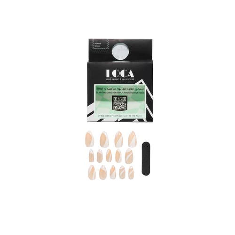 لوكا اظافر صناعية لصق ذاتي لون بيج مع ابيض لوزي 25#