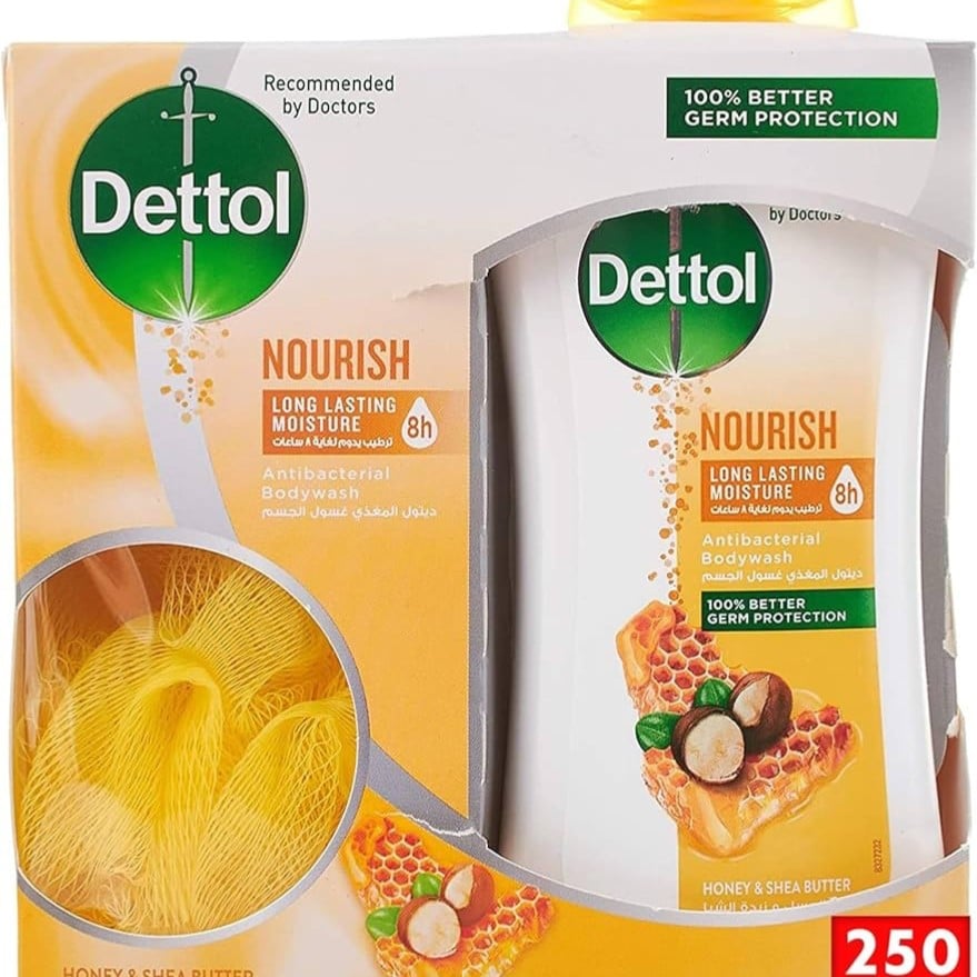 ديتول المغذى غسول الجسم بالعسل +ليفه 250 مل