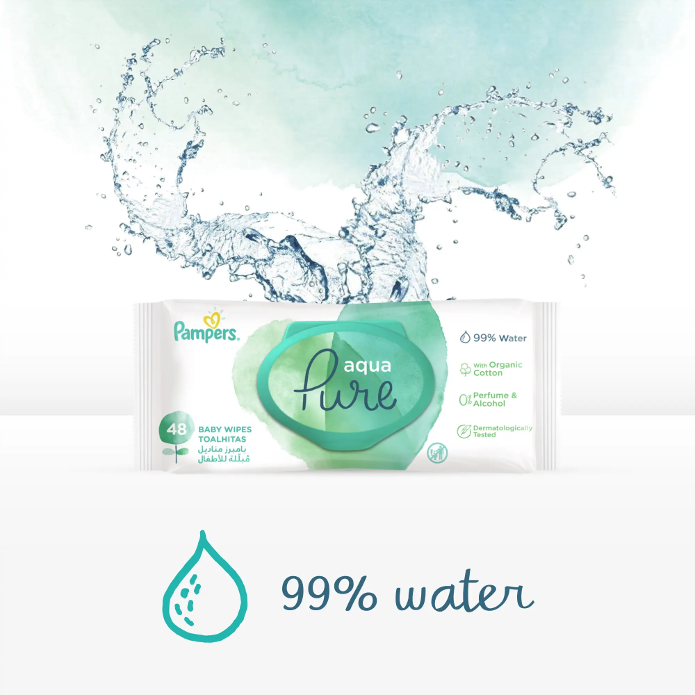 بامبرز مناديل مبللة اكوا بيور للبشرة الحساسة 3*48 منديل