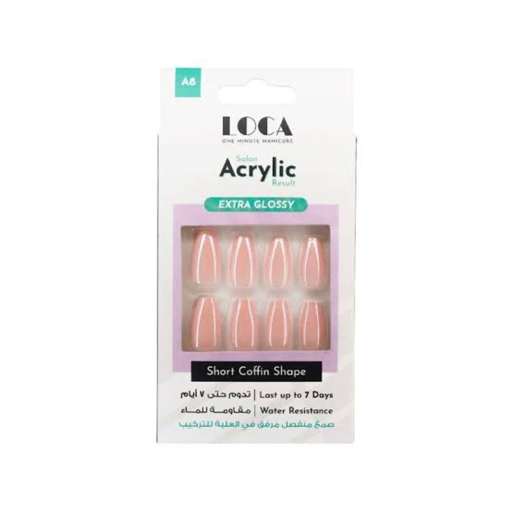لوكا أظافر أكريلك A8 شكل كوفن قصير لامع للغاية لون بنك