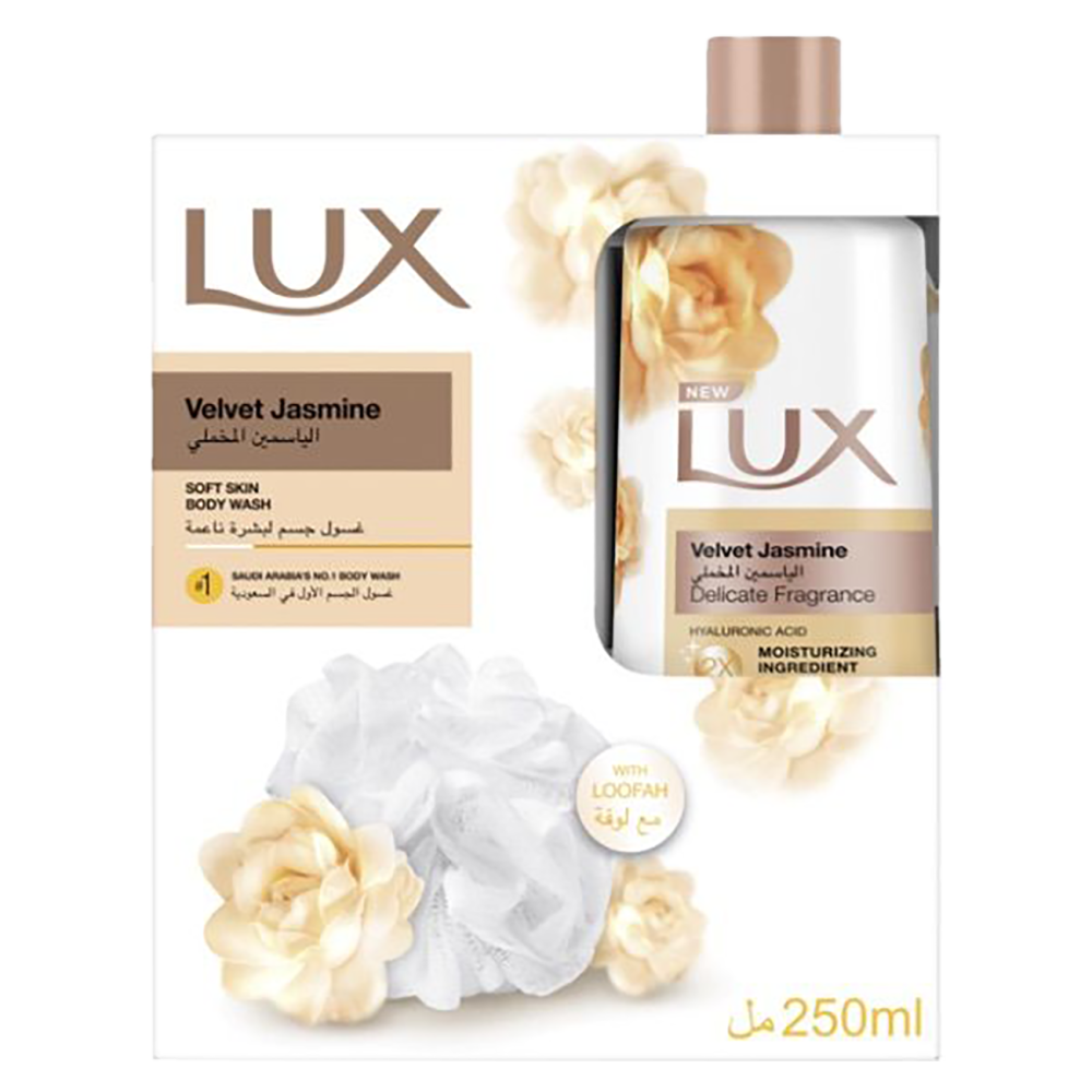 لوكس غسول الجسم مع ليفة الياسمين المخملى 250 مل