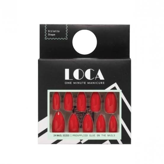 لوكا اظافر صناعية لصق ذاتى لون احمر 10