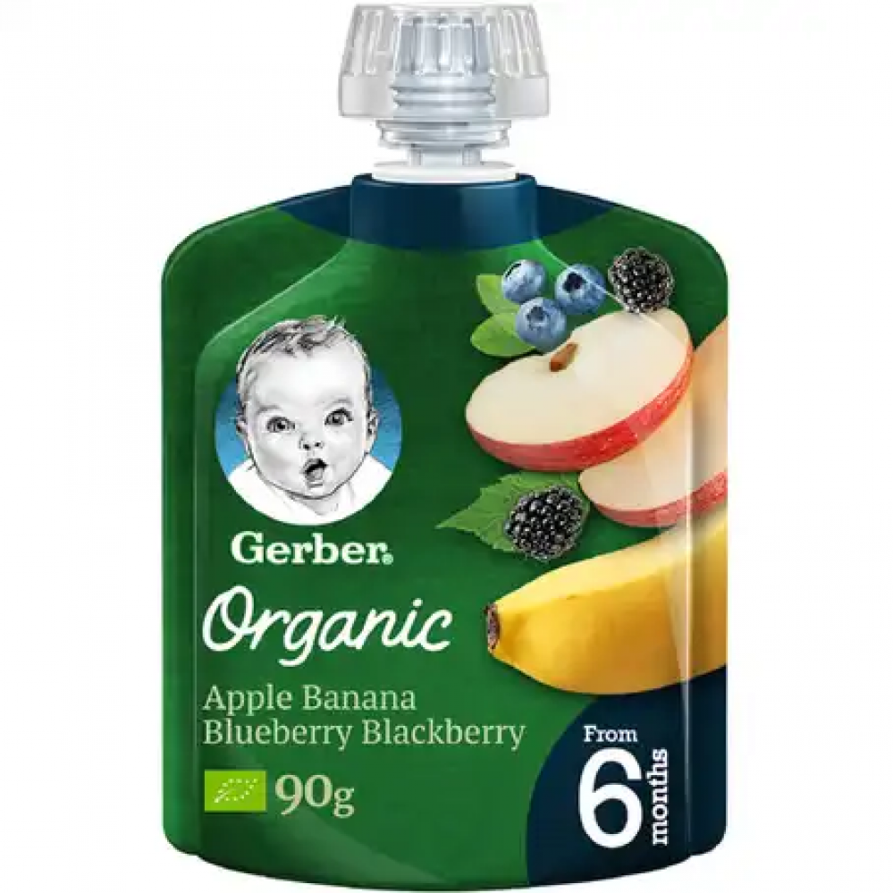 جربر طعام اطفال عضوى تفاح موز وتوت عنيبه توت اسو 90جرام