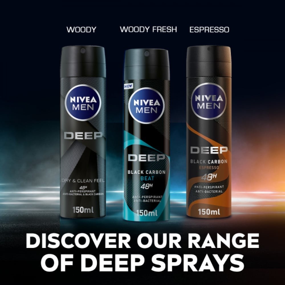 نيفيا مزيل عرق بخاخ للرجال ديب بيت بلاك كربون 150 مل