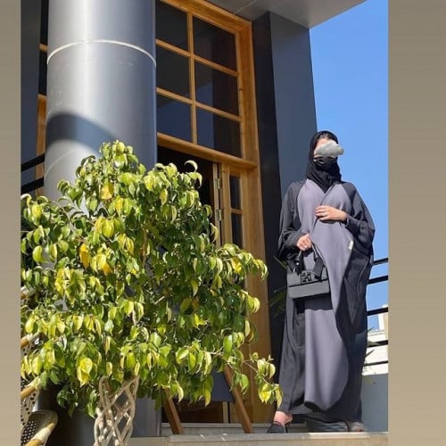 عبايه دبل فيس اسود xرمادي